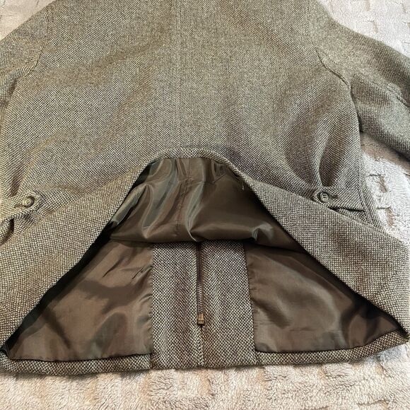Women's Vtg Evan Picone Green Herringbone Tweed Jacket Coat Size 10 - Picture 14 of 16